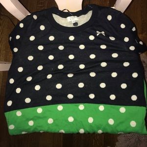 Cute blue and green polka dot sweater
